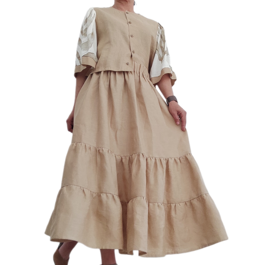 Conjunto saia e blusa em linho