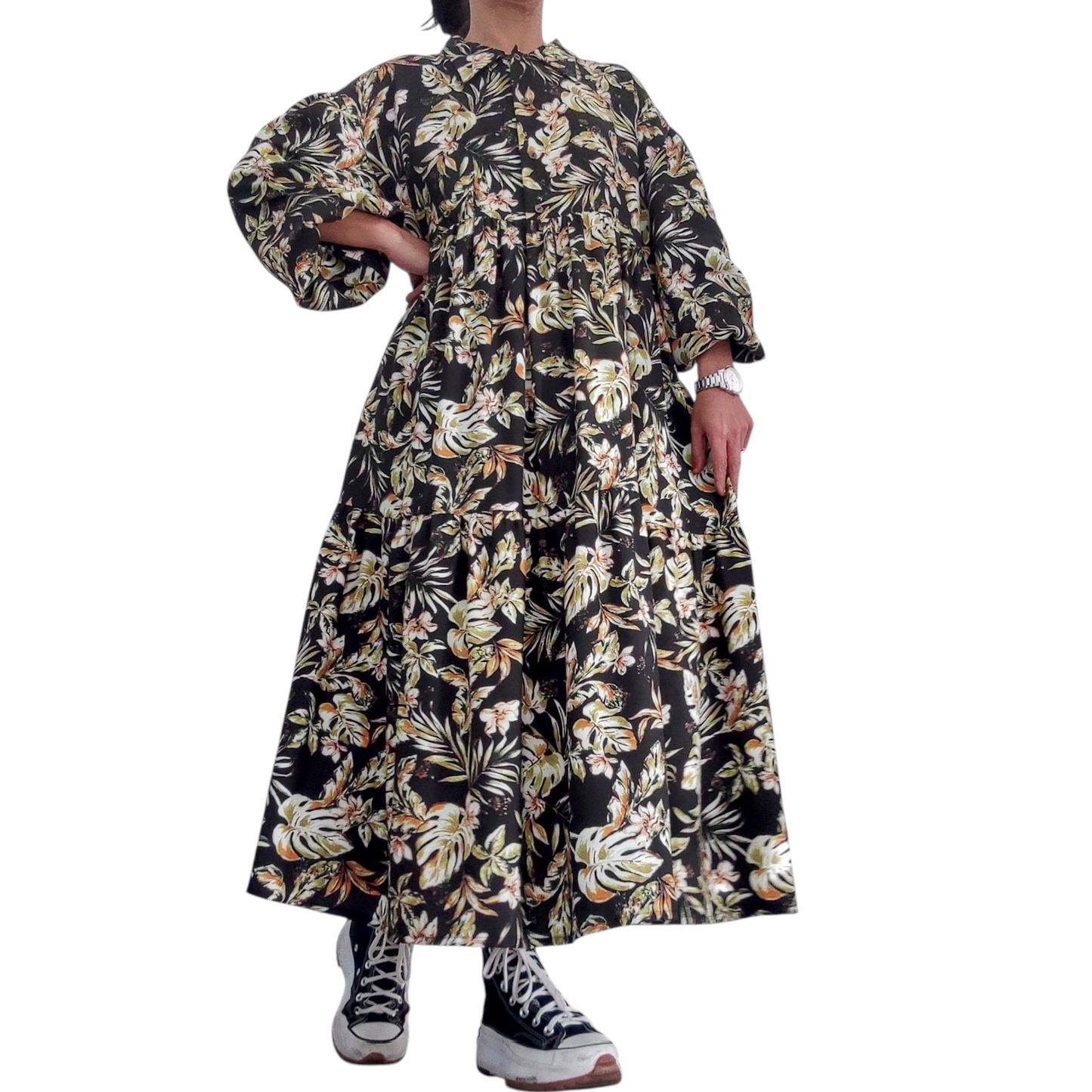 Vestido preto floral