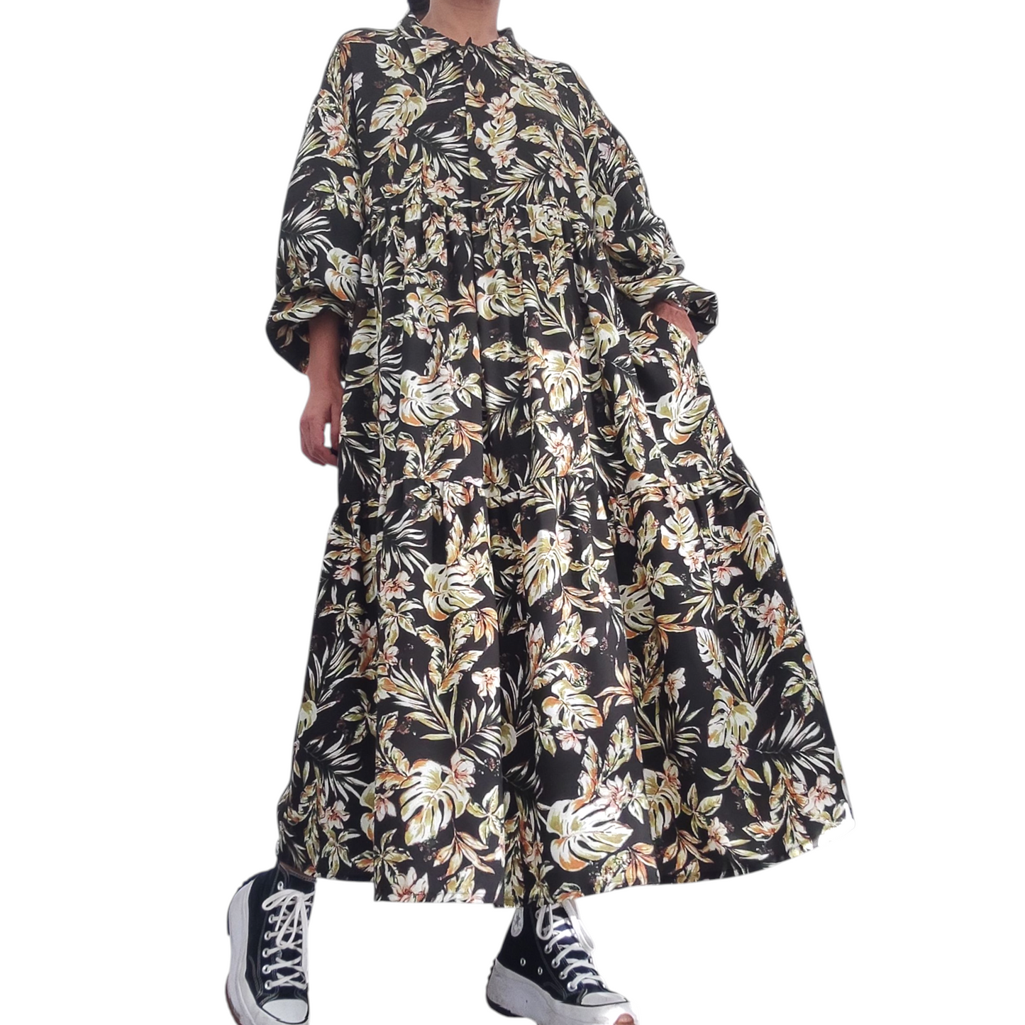 Vestido preto floral